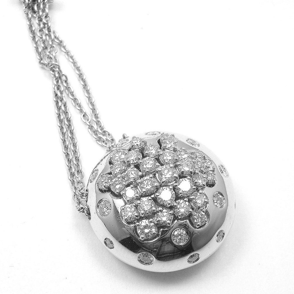 Authentic Damiani 18k White Gold Diamond Drop Cluster Pendant Necklace - Picture 5 of 12